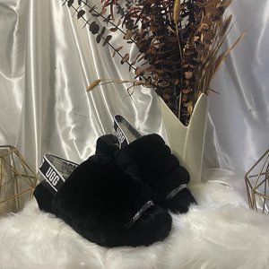 NWT & BOX - BLACK Ugg Fluff Yeah Slide - Womens Sz 10